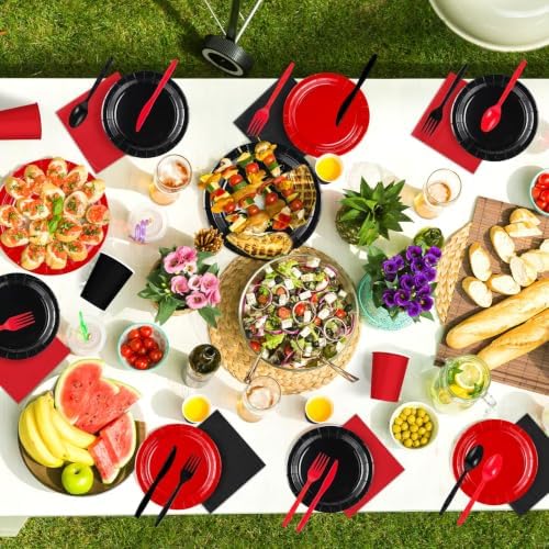 168Pcs Red and Black Party Decorations, Serves 24 - Image 7