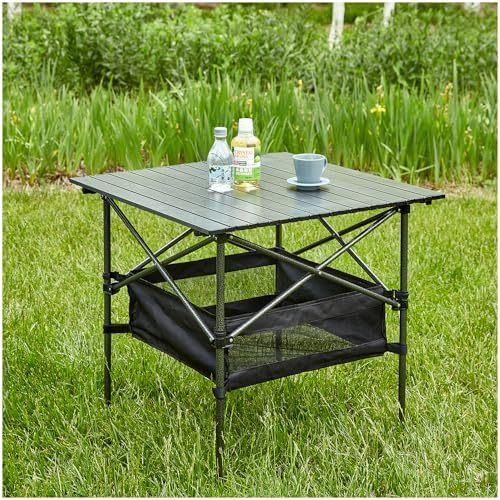 1-Piece Folding Outdoor Table with Carrying Bag,Lightweight Aluminum Roll-up Rectangular Table for Indoor, Outdoor Camping, Picnics,Beach,Backyard, BBQ, Party, Patio (Medium) by Unknown
