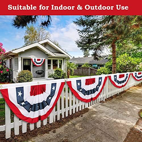 2x4 Ft American Pleated Fan Flag, Patriotic Half Fan Bunting Flag, Indoor Outdoor for Red White Blue USA 250th Anniversary 4th of July Decoration Patriotic Decor Memorial Day (Set of 5) - Image 3
