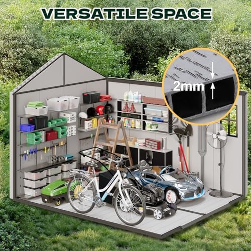 8 x 10 FT Resin Outdoor Storage Shed with Floor, Plastic Garden Shed - Image 4