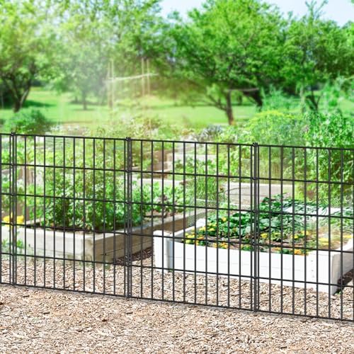 Metal Garden Fence 33.3 in x 23.3ft, Outdoor Dog Fence with Stakes for Yard - Image 6