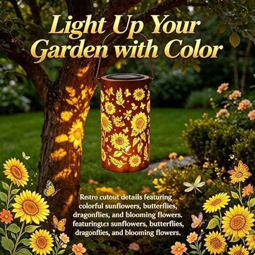 Sunflower Colorful Solar Lantern Outdoor Waterproof, Garden Gift - Image 4