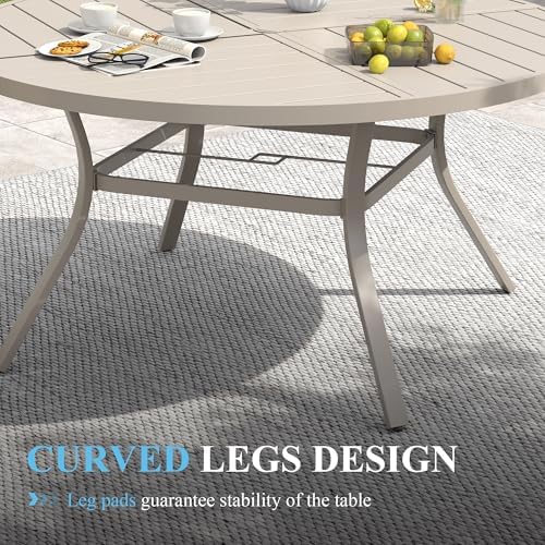 VICLLAX Patio Table and Chair Set of 10, All Weather Metal Round Outdoor Dining Furniture Set-59.9" Round Outdoor Table and Chairs, Sandshell Tabletop - Image 6