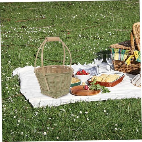 Bamboo Picnic Basket 2pcs Woven Storage Basket Xmas for Fruit and Bread - Image 4