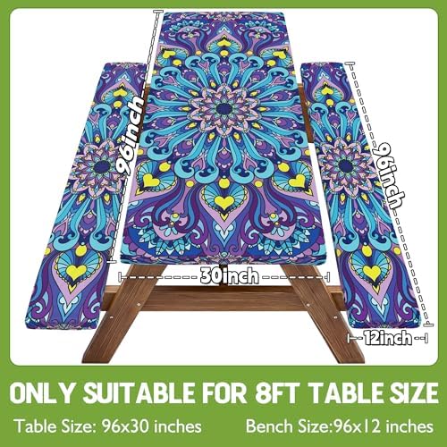 Picnic Table Cover with Bench Covers Vinyl Table Cloth Camping Lovers Essentials Camper Rv Car Travel Accessories Accessory Overlanding Must Haves Outdoor Gadgets Road Trip Tools Gear Stuff Equipment - Image 2