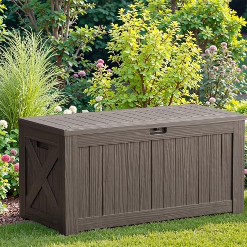 JUMMICO 120 Gallon Resin Deck Box, Large Outdoor Storage Box Waterproof - Image 7