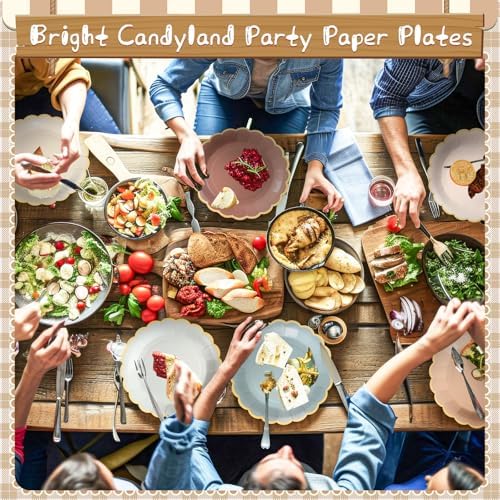 48 Pcs Morandi Color Paper Plates 9 Inch Scalloped - Image 5