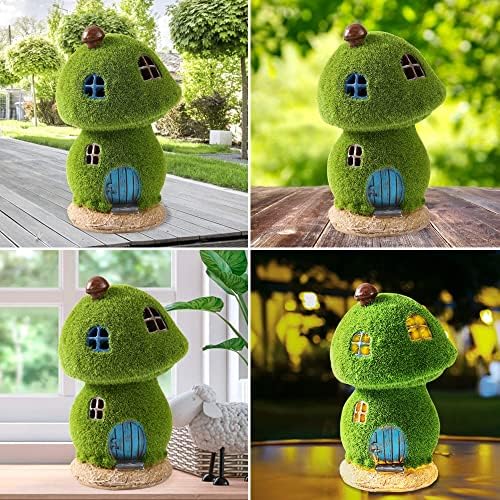 Mushroom Fairy House Decor - Figurine Lights Outdoor Solar Fairy Garden House for Patio Lawn Yard Ornaments, Housewarming Gift 7.4 inch - Image 6