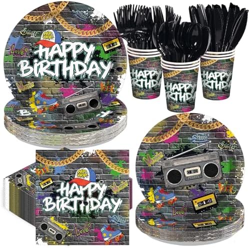 168Pcs 80's 90's Birthday Party Decorations for Men Women, Serves24 by Greencian