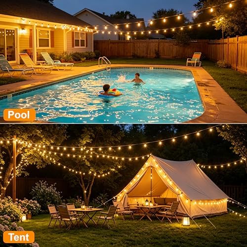 Outdoor String Lights 60FT, 32 ST38 Shatterproof Vintage Edison LED Bulbs - Image 6