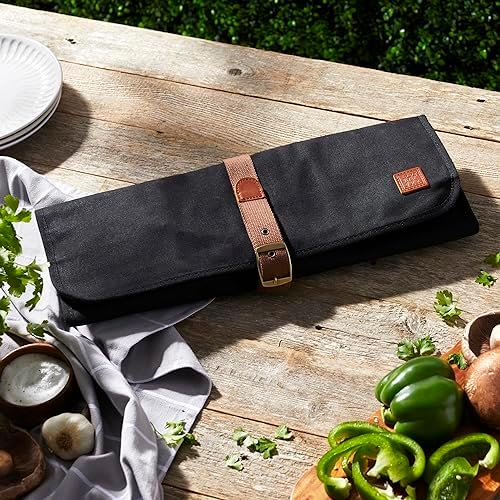 ZWILLING BBQ Chef’s Tool Roll, Waxed Canvas Grill Utensil Storage Wrap with Strap Closure, Travel-Friendly BBQ Knife Bag for Grilling Tools, Outdoor Cooking and Camping, Brown - Image 2