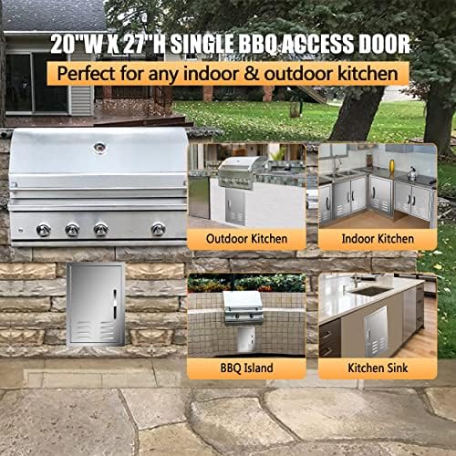 Outdoor Kitchen Doors 20''W X 27''H Right Open, Stainless Steel BBQ Access Doors with Vents, Flush Mount Single Door for Outdoor BBQ Island and Grill Station - Image 3