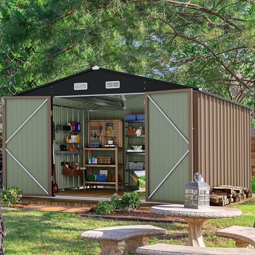 Devoko 10x8 FT Outdoor Storage Shed, Brown by DEVOKO