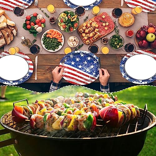 50 PCS Patriotic Oval Paper Plates Large 11’’ Disposable American Flag Party Decorations 4th of July Independence Day Supplies Favor for Memorial Day Picnic All Occasion Dinner Party Tableware Set - Image 5