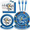 Wiooffen 96 Pieces Happy Father's Day Party Decorations Fathers Day Plates And Napkins Tableware Set Blue Fathers Day Celebration Supplies Best Dad Party Decorations Serve 24 Guests by Wiooffen