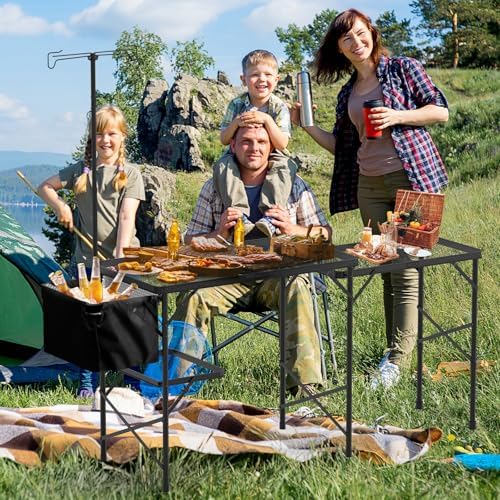 WildFinder Folding Table, 5.7x2 FT Height Adjustable Camping Table - Image 2