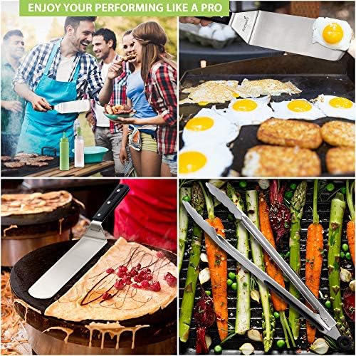 Metal Spatula Set of 4 - Griddle Accessories kit - Grill Flat Spatula Pancake Flipper Hamburger Turner - Metal Utensil Great for BBQ Grill Flat Top Cast Iron Griddle - Image 5