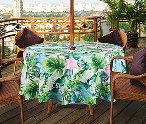 EHouseHome Outdoor Indoor 70inch Round Tablecloth with Umbrella Hole and Zipper, Waterproof Zippered Patio Table Cloths, Spring/Summer Table Covers for Backyard Circular Table/BBQs/Picnic - Image 2