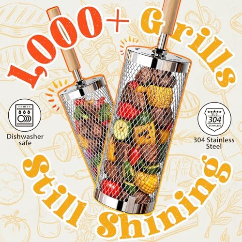 Rolling Grill Basket, Grilling Accessories,BBQ Tools Gifts for Men - Image 6