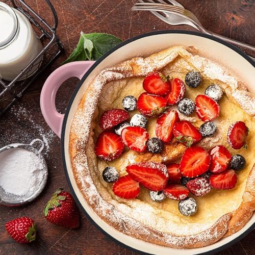 Miereirl 6 Quart Enameled Dutch Oven Pot with Lid, Cast Iron Dutch Oven with Dual Handles for Bread Baking, Cooking, Non-stick Enamel Coated Cookware, Rose - Image 6