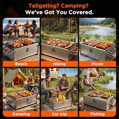 Stainless Steel Portable Tabletop Charcoal Grill, Foldable Camping Grill - Image 5