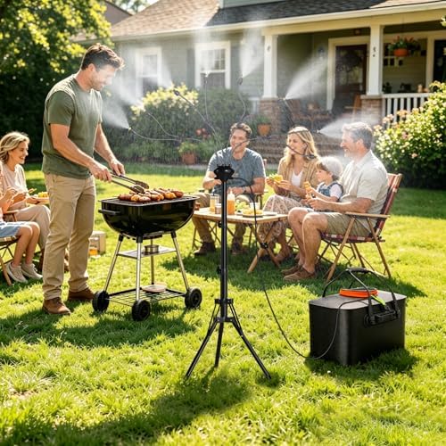 Bonviee 5.3FT Standing Misters for Outside, 5.8Gal Tank, Tripod, 5200mAh Pump, 8 Nozzles - Image 7