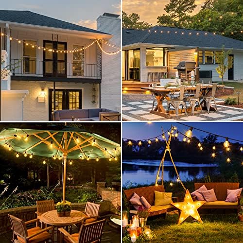 Mlambert 100Ft(2x50Ft) Outdoor String Lights, G40 Globe Patio Lights with 50+4 Waterproof LED Hanging Plastic Bulbs for Cafe Balcony Party-Brown Wire - Image 5