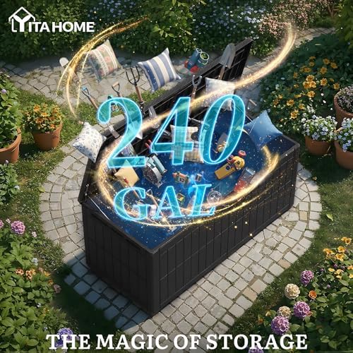 YITAHOME 240 Gallon Large Outdoor Storage Box XXL Resin Deck Box with Lock - Image 2