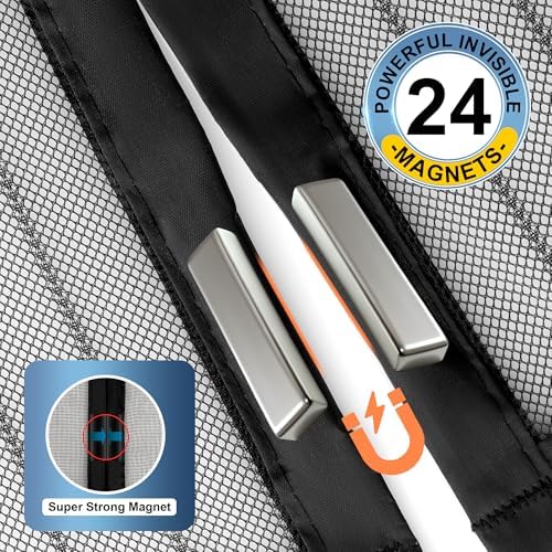 METAONLY Magnetic Screen Door Mesh, Works for Patio, Sliding Door, Keeps Bug Mosquito Out, Fresh Air Flow, Fits 36" x 80" Door - Curtain Size 38" x 82", Black with Stay-Open Straps - Image 4