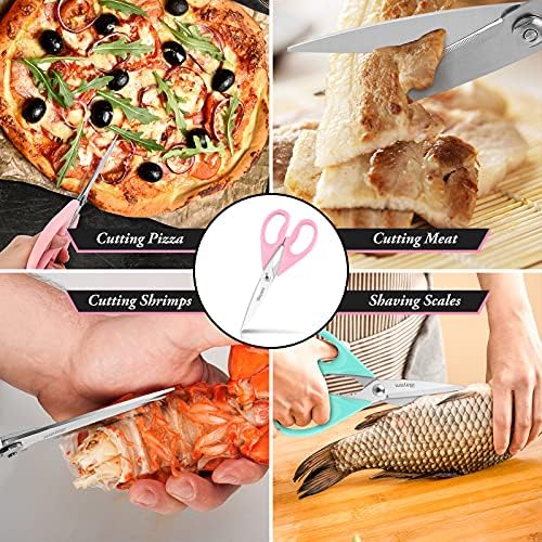 iBayam Pastel Kitchen Scissors All Purpose Heavy Duty & Cover, Pink/Purple - Image 5