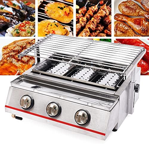 3-Burner BBQ Gas Grill, Drop-in Grill Outdoor Camping Tabletop Cooker, Rotisserie Grill Kit Barbecue Grid with Steel Cover, 2800Pa(Style 5) - Image 2