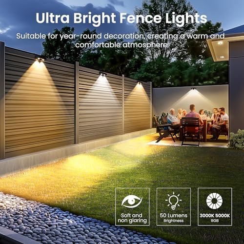 SOLPEX Solar Fence Lights Outdoor, Color Changing,Waterproof IP65, 12 Pack - Image 3