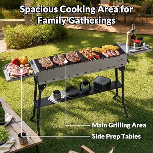 Charcoal Grill, Foldable Portable BBQ Grill for Camping & Backyard - Image 5