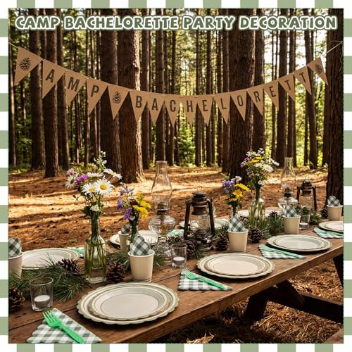 Havawish 144 Pcs Moss Green Camping Supplies Plates Napkins Forks Cups - Image 3