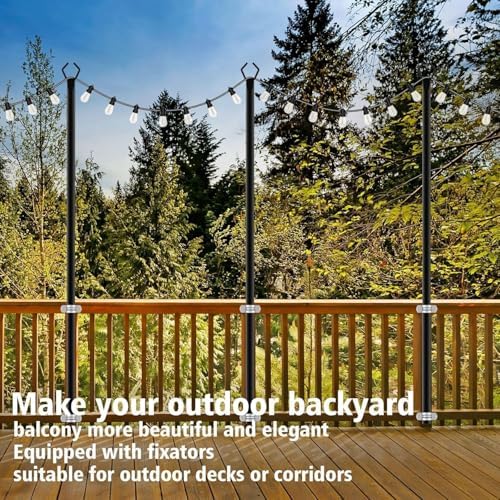 10Ft Exterior Light Poles 10 Pack, Durable Metal String Light Posts for Outdoor Use, Equipped with Fixed Brackets for Yard, Terrace, Backyard and Garden Lighting Decor - Image 4