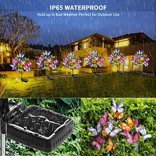 Adecorty Solar Garden Lights Solar Lights Outdoor Waterproof Decorative 4 Pack with 88 LED 68 Butterfly Solar Lights for Garden Yard Decor Christmas Decorations, Gifts for Mother's Day Mom - Image 4