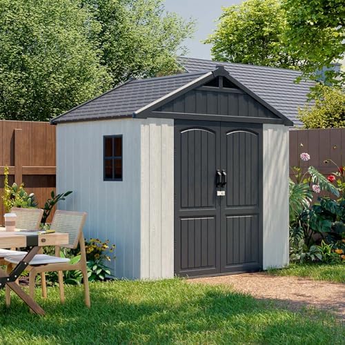 Patiowell 8x6 FT Resin Outdoor Storage Shed with Floor, Beige by Patiowell