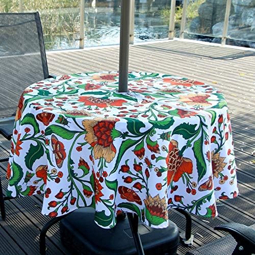 EHouseHome Outdoor and Indoor 60inch Round Tablecloth with Umbrella Hole and Zipper, Waterproof Zippered Patio Cloths, Spring/Summer Table Covers for Backyard Circular Table/BBQs/Picnic - Image 5
