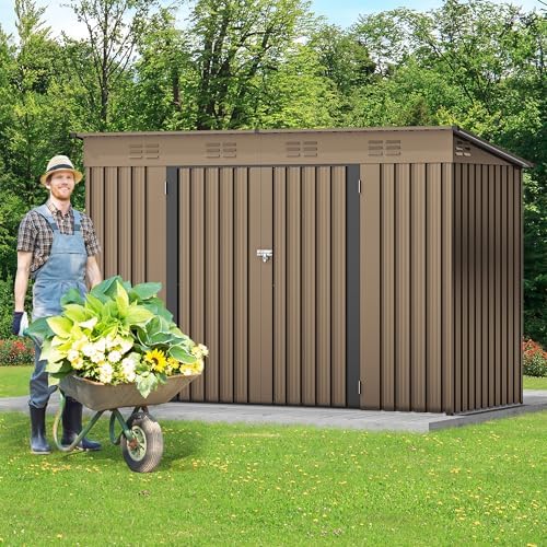 DWVO 9x4ft Large Outdoor Storage Shed with Lockable Doors & Air Vent - Image 3