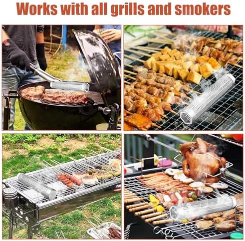Pellet Smoker Tube,304 Premium Stainless Steel Smoke Tube,12'' Smoker Tube for Pellet Grill and Smoker with Brush -Hot or Cold Smoking Accessories - Image 3