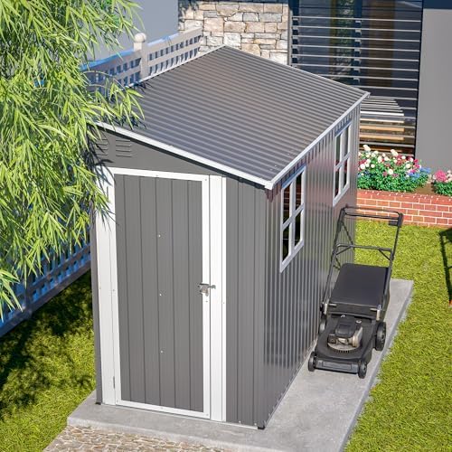 YOPTO 4x10 FT Outdoor Shed with Floor Frame & 2 Windows,Gray - Image 4