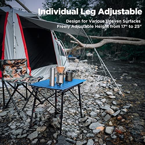 VILLEY Portable Camping Table with Adjustable Legs, Aluminum Folding Table - Image 5