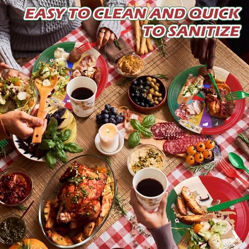 FoldTier 350 Pcs Italian Flag Plates and Napkins Party Supplies Disposable Paper Tableware Set Red White and Green Italian Flag Party Decorations for Holiday Festival Family Serve 50 Guests - Image 4