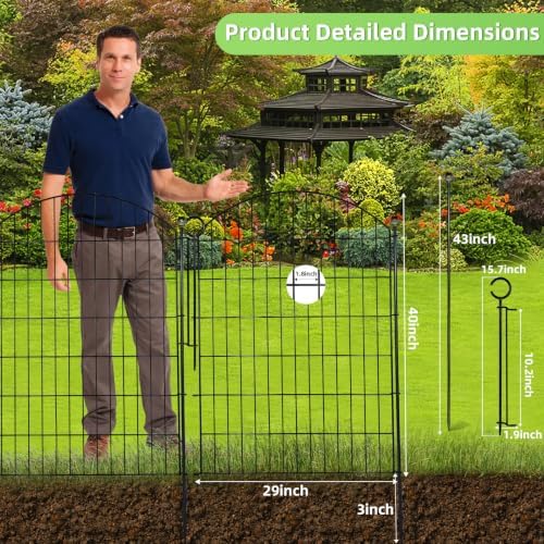 Decorative Garden Fence, 40in (H) x 12ft(L) No Dig Fence with Gate - Image 2