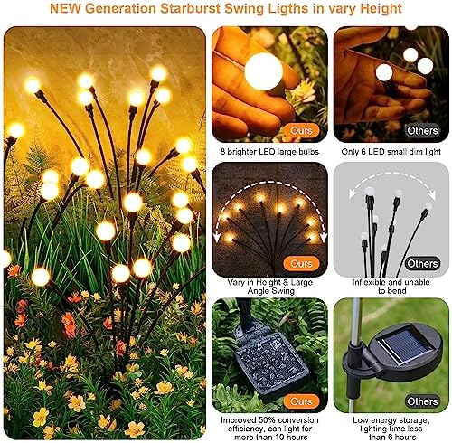ASMAD Solar Lights Outdoor(8 Pack-64 LEDs),Solar Garden Lights,Fairy Lights - Image 2