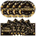 40Pcs Retirement Paper Plates and Napkins Party Supplies, Disposable Happy Retirement Decorations Party Plates Napkins Black Gold Tableware Set for Men Women by Unknown