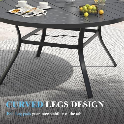 VICLLAX Patio Table and Chair Set of 6, All Weather Metal Round Outdoor Dining Furniture Set-50 Round Outdoor Table and Chairs, Black Tabletop - Image 6