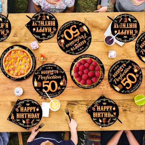 96 Pcs Whiskey 50th Birthday Party Supplies for Men, Serves 24 - Image 7