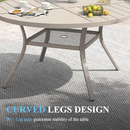 VICLLAX Patio Table and Chair Set of 4, All Weather Metal Round Outdoor Dining Furniture Set-40.6" Round Outdoor Table and Chairs, Sandshell Tabletop - Image 6