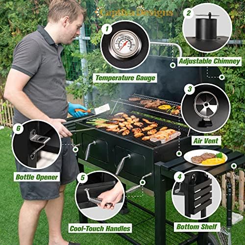 Captiva Designs Charcoal Grills Extra Large Barbecue Grill Heavy Duty - Image 6